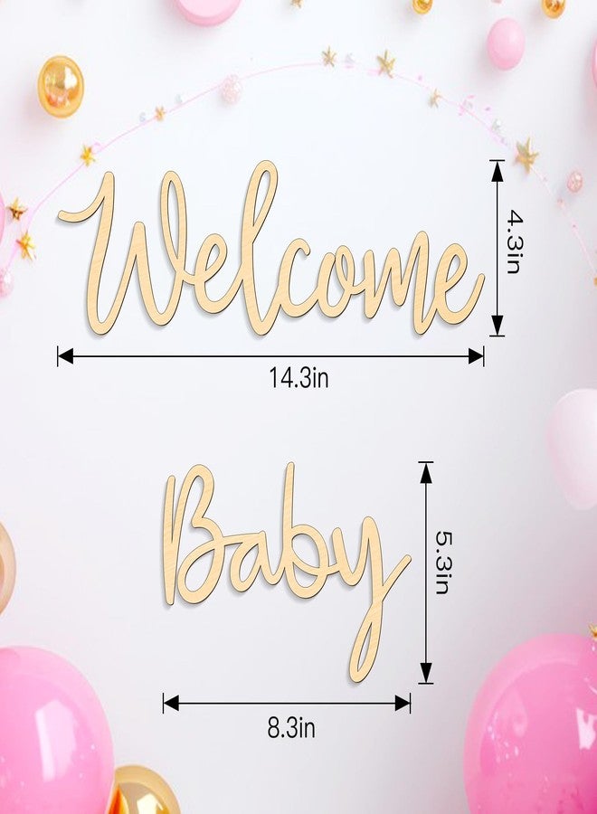 Bnesi Wooden Welcome Baby Sign Wood Color Baby Shower Sign for Baby Birthday Cutout Letters Party Welcome Baby Banner Sign for Backdrop Lovely Nursery Decor (Large 2) - Image 3